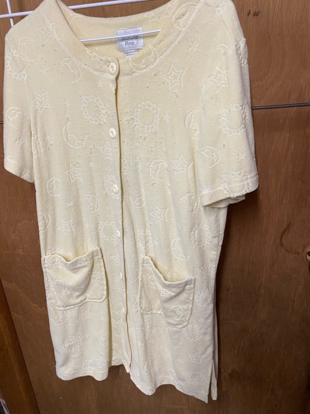 Women’s Short-Sleeve day or night robe with pockets, size L